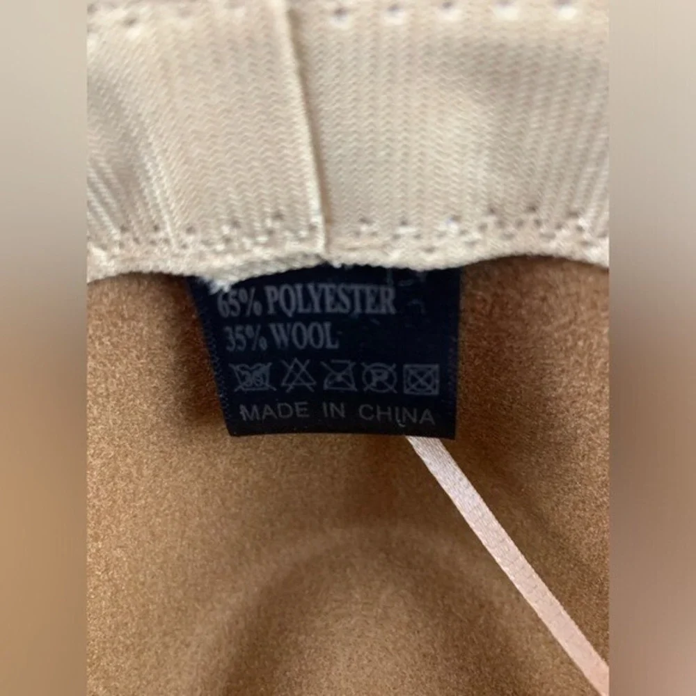 Fedora Hat Burned Sunflower Design Tan Wide-Brimmed Poly/Wool Blend‎ One Size - Picture 8 of 11